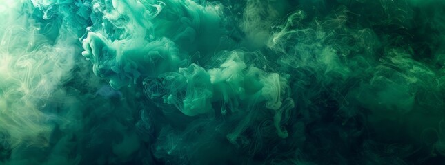 Smoke texture render background, green to dark green fluid texture fractal background