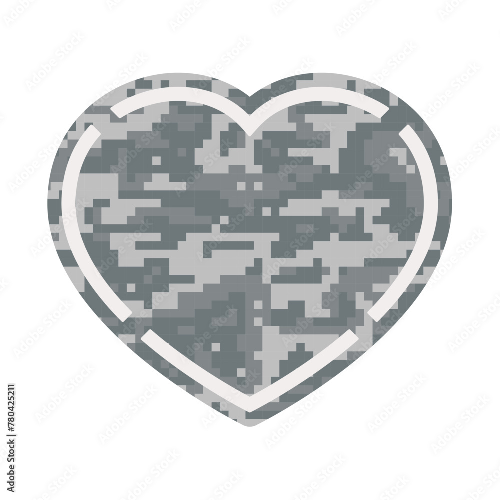 Wall mural vector camouflage military texture with symbol heart. velcro patch. isolated on white background - Wall murals