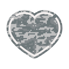Vector camouflage military texture with symbol heart. Velcro patch. Isolated on white background
