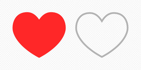 Vector isolated outline and fill hearts icon set