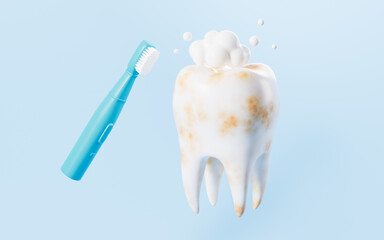 Clean your teeth with a toothbrush, dental hygiene concept, 3d rendering.
