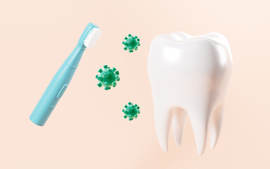 Clean your teeth with a toothbrush, dental hygiene concept, 3d rendering.
