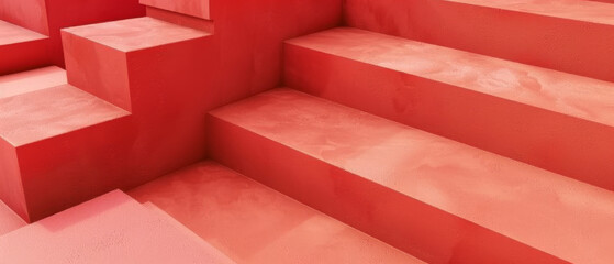 A red staircase with a red background