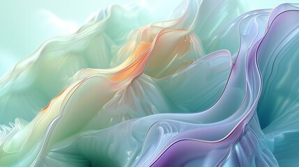 Obraz premium Transparent waves gently ebb and flow, reminiscent of calm waters, ideal for creating a soothing ambiance.