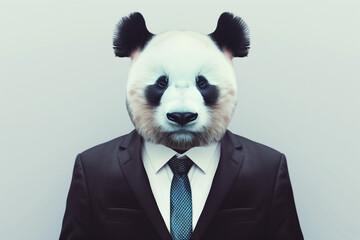 panda bear dressed in a suit and tie