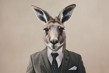 kangaroo wearing a suit and tie