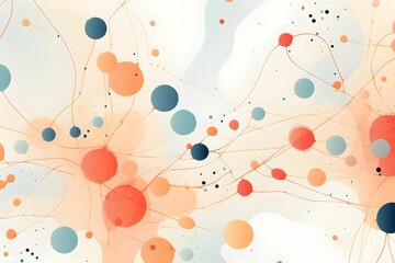 AI generated illustration of abstract dots and lines in red and blue hues