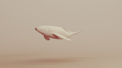 Whale large humpback whale neutral backgrounds soft tones beige brown clay sculpt background 3d illustration render digital rendering