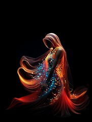 AI generated illustration of a beautiful woman radiating an ethereal light - obrazy, fototapety, plakaty