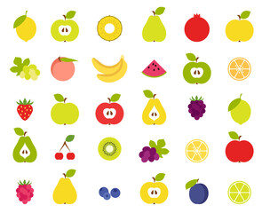 1469_Set of colorful fruit icons isolated on white background - 780430244