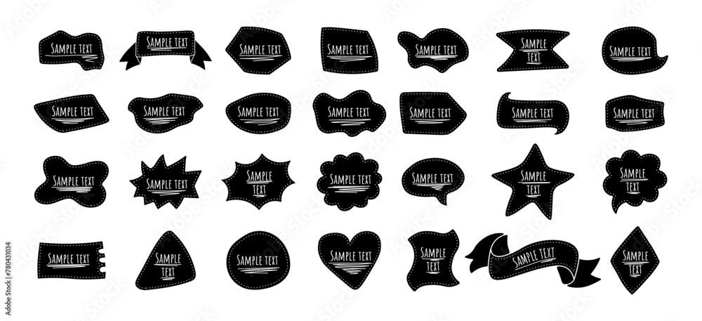 Poster set of frames for text in hand drawn style. stickers, labels for writing text. vector text boxes of 