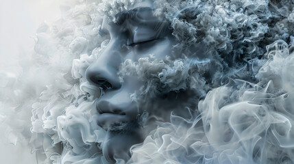 AI generated illustration of a female portrait in smoke