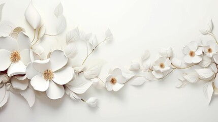 AI generated illustration of an abstract background featuring white flowers