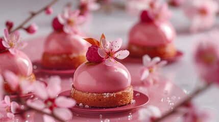 French pastry known as a patisserie a la framboise, featuring a smooth, pink glaze and a raspberry