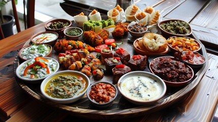 traditional Turkish meze platter, a vibrant and appetizing collection of small dishes