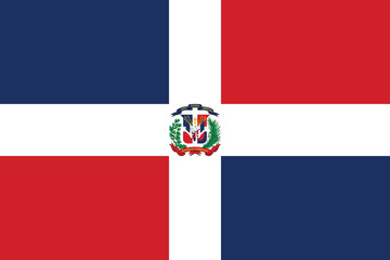 Vector illustration of the flat flag of Dominicain Republic - obrazy, fototapety, plakaty
