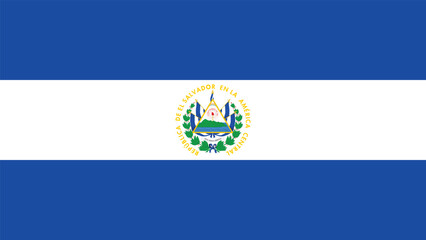 Vector illustration of the flat flag of El Salvador   - obrazy, fototapety, plakaty