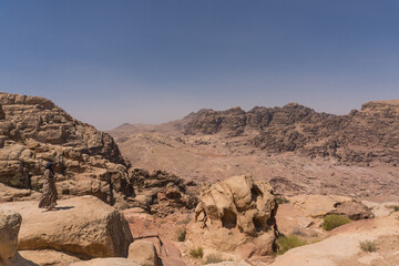 Fototapeta premium View down on Petra from the Wadi al Farasa Trail