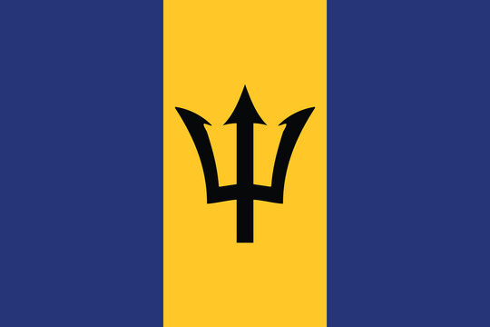 Vector illustration of the flat flag of Barbados 