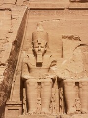 Temple of Ramses in Abu Simbel, Egypt with its hieroglyphics and antiquities - obrazy, fototapety, plakaty
