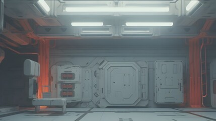 Futuristic and Advanced Interior of a Highly Sophisticated Space Station Showcasing Intricate Machinery,Sleek Design,and Cutting-Edge Technology - obrazy, fototapety, plakaty