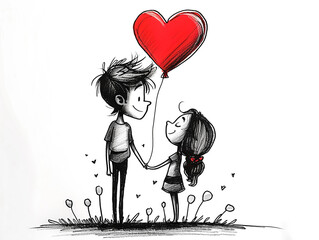 love couple. man and woman with heart. valentines day.