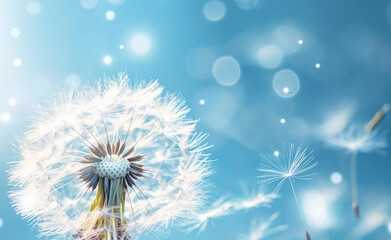Fototapeta premium Dreamy Dandelion: A Close-Up Portrait with Soft Focus Background