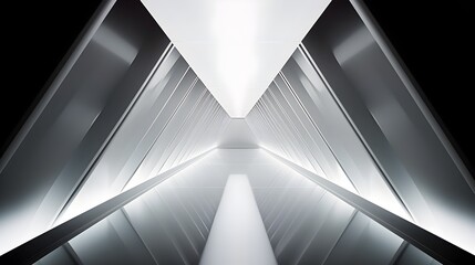 Futuristic Sci-Fi Geometric Corridor Rendering with Triangular Light Tunnel