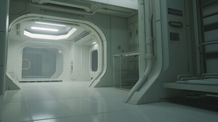 Futuristic Sci-Fi Warp Interior Design with Geometric Architectural Elements