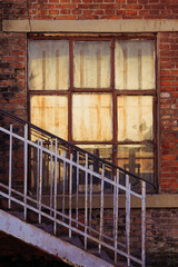 View of an iron rusty stairs of an old house