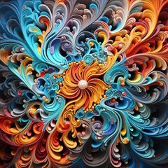AI generated illustration of a stunning colorful paper art design