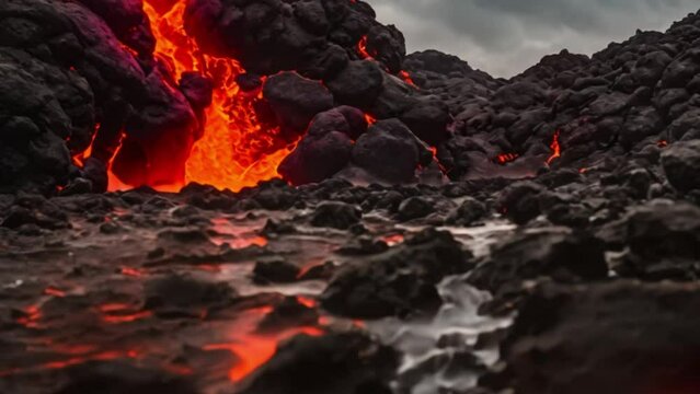 Mount Merapi's hot lava