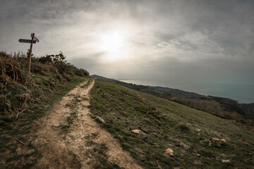 hiking trail on jaizkibel, basque country