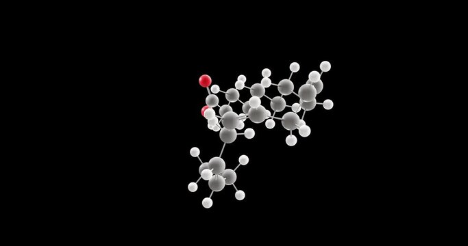 a-Linolenic acid molecule, rotating 3D model of omega-3, looped video on a black background