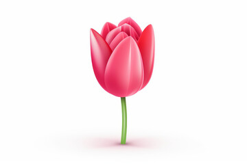 A stunning image featuring a single vibrant pink tulip rendered with a 3D effect against a pure white background, giving it a vibrant and modern look