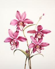 Pink Cattleya orchid on white  - 780440259