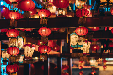 Beautiful shot of colorful lanterns during the celebration of the Chinese new year