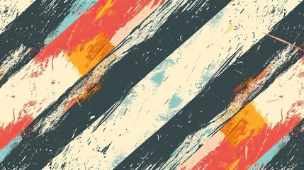 Fototapeta premium Abstract grunge seamless pattern with diagonal stripes and brush strokes