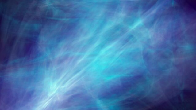Fractal flame, gas, nebula, smoke or plasma. Looping abstract animation. Soft evolving curves. Background or screen saver. Purple, blue, cyan, turquoise, white.