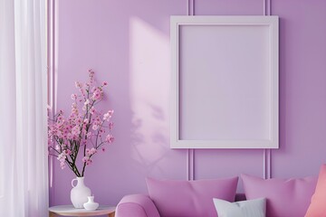 Nowoczesny pokój w kolorze fioletowym - obrazy, fototapety, plakaty