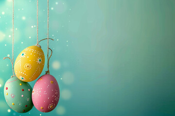 Easter eggs on a plain background postcard