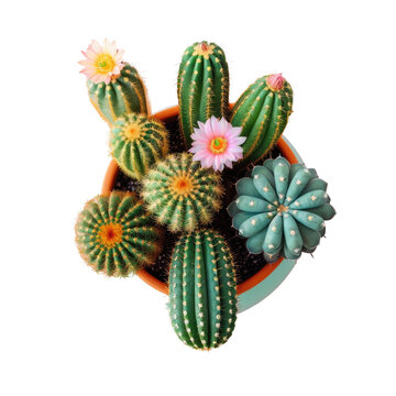 Various cacti in a single pot