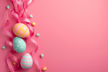 Easter eggs on a plain background postcard