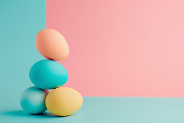 Easter eggs on a plain background postcard