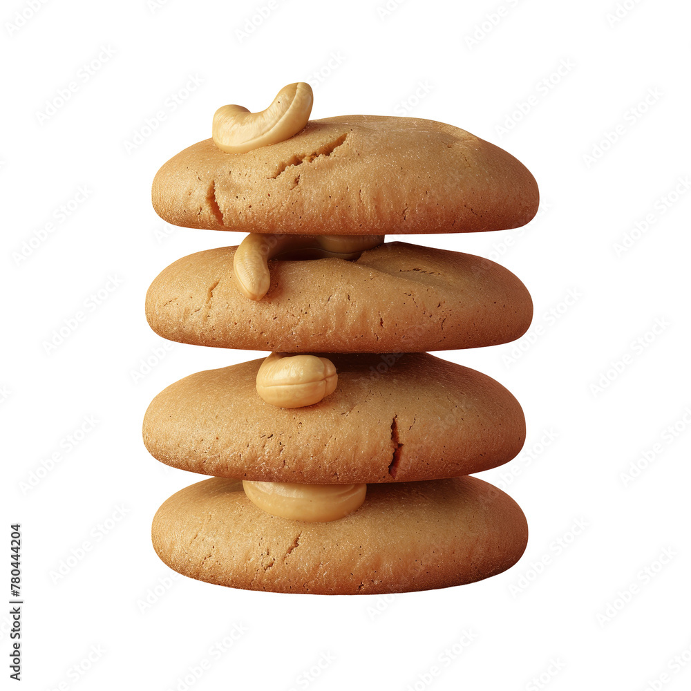 Poster stack of cookies with peanut butter on top