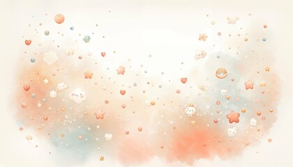 Coral Whispers and Ivory Dreams: A Pastel Watercolor Sky for Children - AI Generated Digital Art