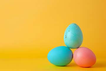 Easter eggs on a plain background postcard