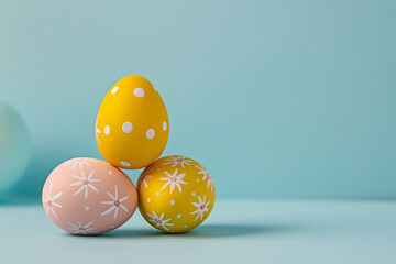 Easter eggs on a plain background postcard