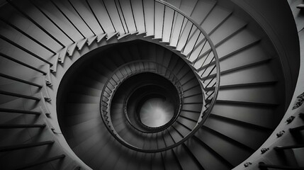 Fototapeta premium AI generated illustration of a spiral staircase descending into darkness