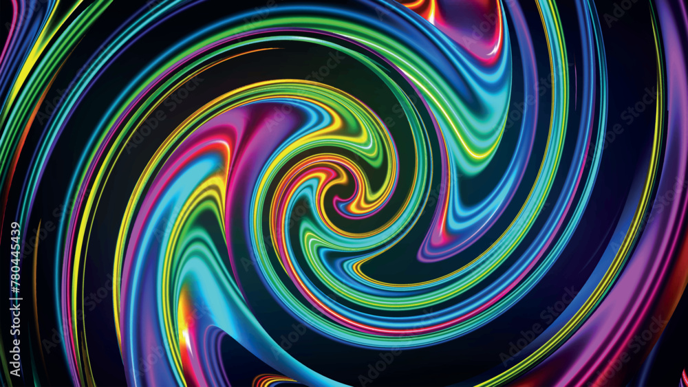 Poster abstract glowing multicolored swirl background. concentric optical illusion. abstract spiral multico